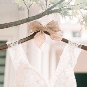 Bridal hanger with burlap bow rustic wedding
